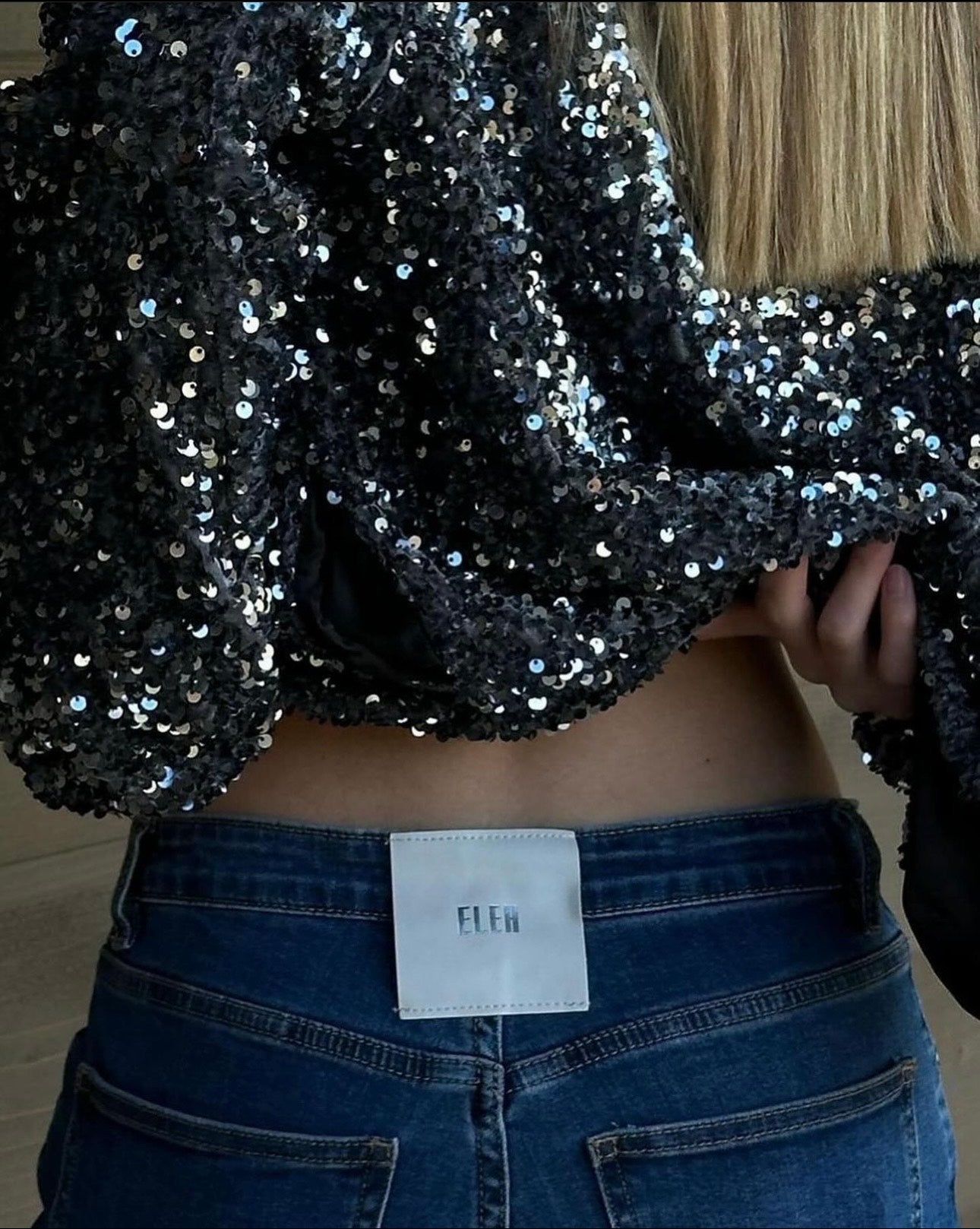 ELEH Black sequin bomber jacket